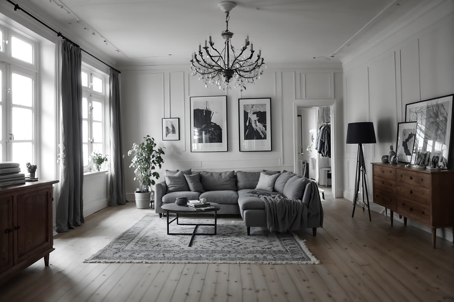 scandinavian-style (clothing store interior) . with . . cinematic photo, highly detailed, cinematic lighting, ultra-detailed, ultrarealistic, photorealism, 8k. scandinavian interior design style. masterpiece, cinematic light, ultrarealistic+, photorealistic+, 8k, raw photo, realistic, sharp focus on eyes, (symmetrical eyes), (intact eyes), hyperrealistic, highest quality, best quality, , highly detailed, masterpiece, best quality, extremely detailed 8k wallpaper, masterpiece, best quality, ultra-detailed, best shadow, detailed background, detailed face, detailed eyes, high contrast, best illumination, detailed face, dulux, caustic, dynamic angle, detailed glow. dramatic lighting. highly detailed, insanely detailed hair, symmetrical, intricate details, professionally retouched, 8k high definition. strong bokeh. award winning photo.
