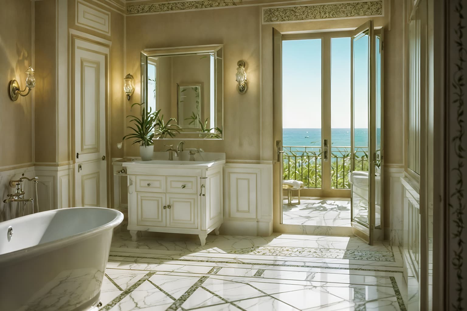 mediterranean-style (hotel bathroom interior) with plant and bathroom cabinet and shower and mirror and bathtub and bath rail and bath towel and toilet seat. . . cinematic photo, highly detailed, cinematic lighting, ultra-detailed, ultrarealistic, photorealism, 8k. mediterranean interior design style. masterpiece, cinematic light, ultrarealistic+, photorealistic+, 8k, raw photo, realistic, sharp focus on eyes, (symmetrical eyes), (intact eyes), hyperrealistic, highest quality, best quality, , highly detailed, masterpiece, best quality, extremely detailed 8k wallpaper, masterpiece, best quality, ultra-detailed, best shadow, detailed background, detailed face, detailed eyes, high contrast, best illumination, detailed face, dulux, caustic, dynamic angle, detailed glow. dramatic lighting. highly detailed, insanely detailed hair, symmetrical, intricate details, professionally retouched, 8k high definition. strong bokeh. award winning photo.