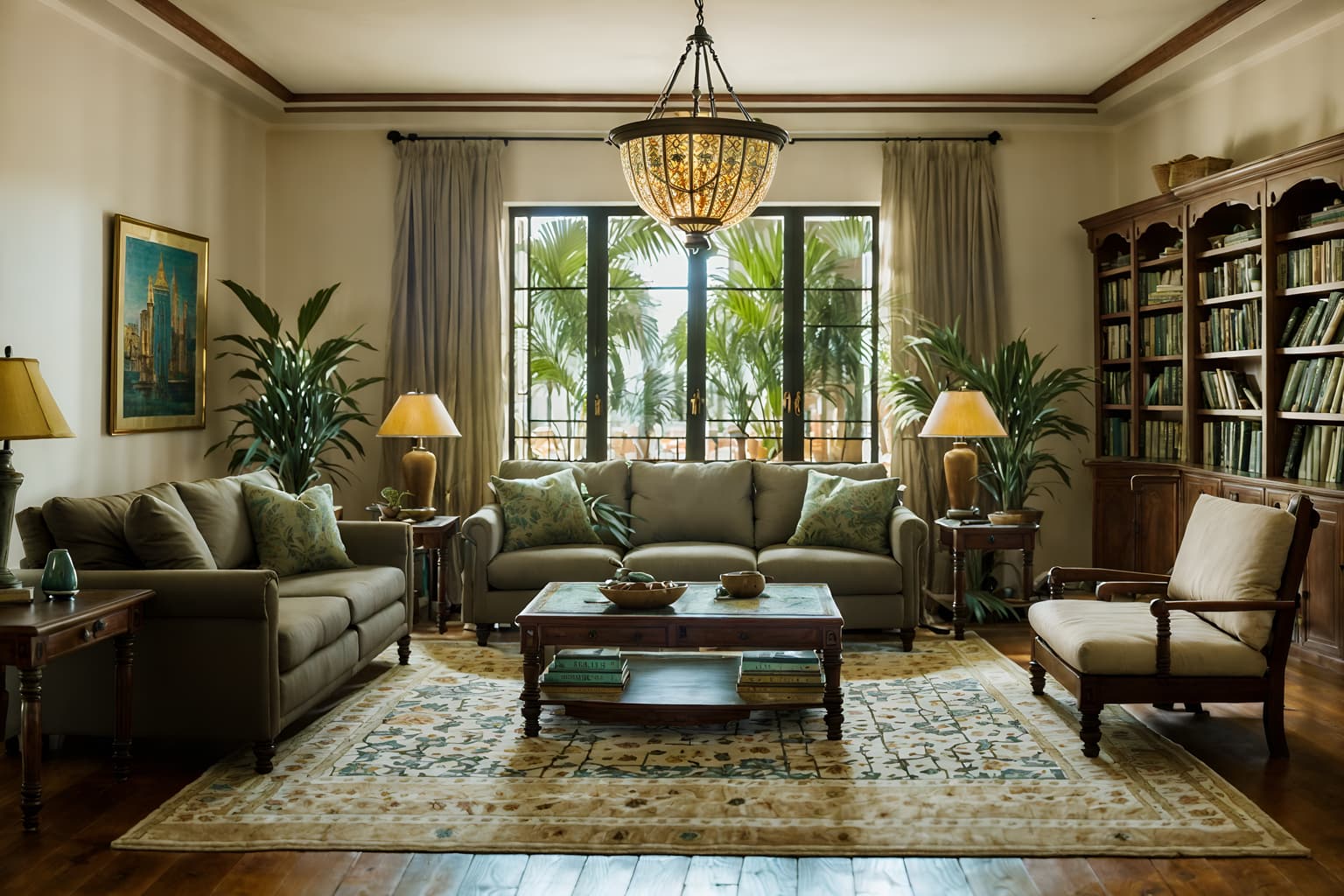 mediterranean-style (living room interior) with occasional tables and sofa and bookshelves and electric lamps and furniture and plant and rug and coffee tables. . . cinematic photo, highly detailed, cinematic lighting, ultra-detailed, ultrarealistic, photorealism, 8k. mediterranean interior design style. masterpiece, cinematic light, ultrarealistic+, photorealistic+, 8k, raw photo, realistic, sharp focus on eyes, (symmetrical eyes), (intact eyes), hyperrealistic, highest quality, best quality, , highly detailed, masterpiece, best quality, extremely detailed 8k wallpaper, masterpiece, best quality, ultra-detailed, best shadow, detailed background, detailed face, detailed eyes, high contrast, best illumination, detailed face, dulux, caustic, dynamic angle, detailed glow. dramatic lighting. highly detailed, insanely detailed hair, symmetrical, intricate details, professionally retouched, 8k high definition. strong bokeh. award winning photo.