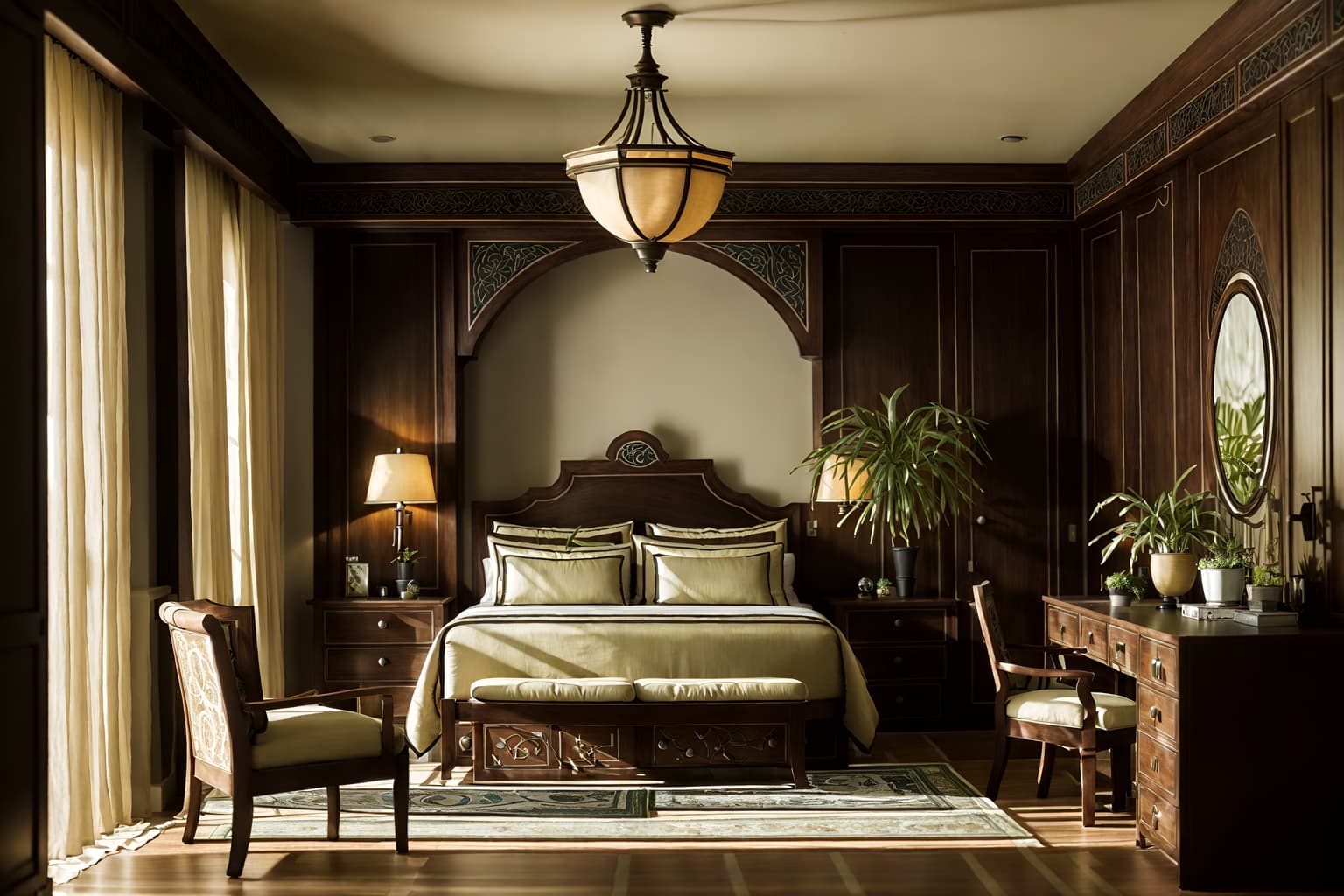 mediterranean-style (hotel room interior) with storage bench or ottoman and hotel bathroom and plant and bed and working desk with desk chair and dresser closet and bedside table or night stand and accent chair. . . cinematic photo, highly detailed, cinematic lighting, ultra-detailed, ultrarealistic, photorealism, 8k. mediterranean interior design style. masterpiece, cinematic light, ultrarealistic+, photorealistic+, 8k, raw photo, realistic, sharp focus on eyes, (symmetrical eyes), (intact eyes), hyperrealistic, highest quality, best quality, , highly detailed, masterpiece, best quality, extremely detailed 8k wallpaper, masterpiece, best quality, ultra-detailed, best shadow, detailed background, detailed face, detailed eyes, high contrast, best illumination, detailed face, dulux, caustic, dynamic angle, detailed glow. dramatic lighting. highly detailed, insanely detailed hair, symmetrical, intricate details, professionally retouched, 8k high definition. strong bokeh. award winning photo.
