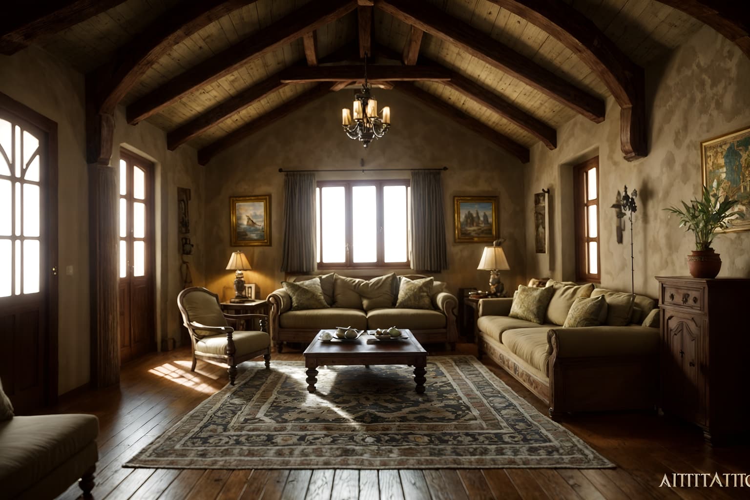 mediterranean-style (attic interior) . . cinematic photo, highly detailed, cinematic lighting, ultra-detailed, ultrarealistic, photorealism, 8k. mediterranean interior design style. masterpiece, cinematic light, ultrarealistic+, photorealistic+, 8k, raw photo, realistic, sharp focus on eyes, (symmetrical eyes), (intact eyes), hyperrealistic, highest quality, best quality, , highly detailed, masterpiece, best quality, extremely detailed 8k wallpaper, masterpiece, best quality, ultra-detailed, best shadow, detailed background, detailed face, detailed eyes, high contrast, best illumination, detailed face, dulux, caustic, dynamic angle, detailed glow. dramatic lighting. highly detailed, insanely detailed hair, symmetrical, intricate details, professionally retouched, 8k high definition. strong bokeh. award winning photo.