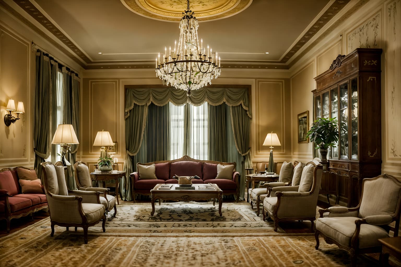 french country-style (hotel lobby interior) with furniture and coffee tables and plant and check in desk and lounge chairs and rug and hanging lamps and sofas. . with . . cinematic photo, highly detailed, cinematic lighting, ultra-detailed, ultrarealistic, photorealism, 8k. french country interior design style. masterpiece, cinematic light, ultrarealistic+, photorealistic+, 8k, raw photo, realistic, sharp focus on eyes, (symmetrical eyes), (intact eyes), hyperrealistic, highest quality, best quality, , highly detailed, masterpiece, best quality, extremely detailed 8k wallpaper, masterpiece, best quality, ultra-detailed, best shadow, detailed background, detailed face, detailed eyes, high contrast, best illumination, detailed face, dulux, caustic, dynamic angle, detailed glow. dramatic lighting. highly detailed, insanely detailed hair, symmetrical, intricate details, professionally retouched, 8k high definition. strong bokeh. award winning photo.