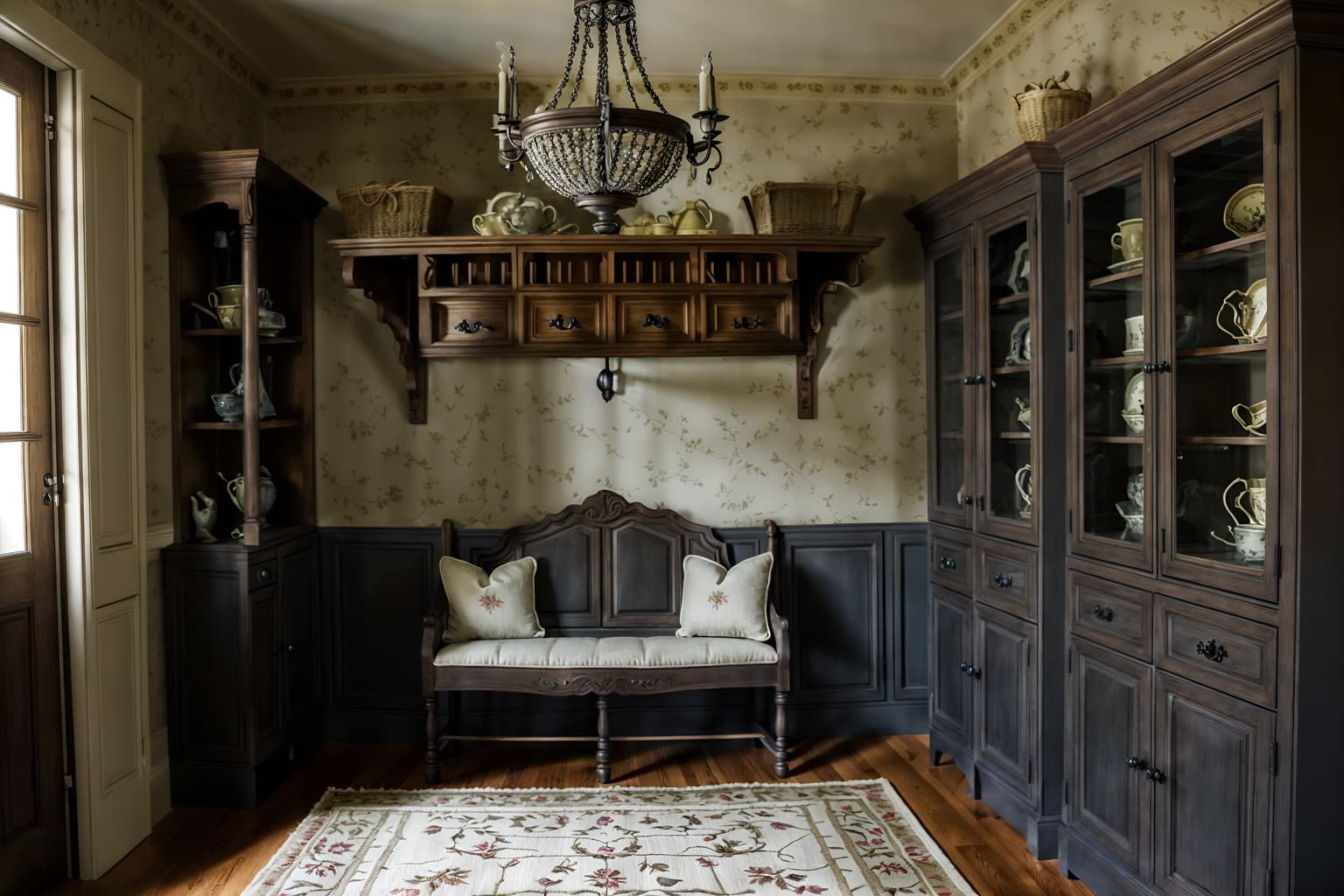 french country-style (drop zone interior) with cabinets and wall hooks for coats and shelves for shoes and storage baskets and cubbies and a bench and storage drawers and lockers. . with . . cinematic photo, highly detailed, cinematic lighting, ultra-detailed, ultrarealistic, photorealism, 8k. french country interior design style. masterpiece, cinematic light, ultrarealistic+, photorealistic+, 8k, raw photo, realistic, sharp focus on eyes, (symmetrical eyes), (intact eyes), hyperrealistic, highest quality, best quality, , highly detailed, masterpiece, best quality, extremely detailed 8k wallpaper, masterpiece, best quality, ultra-detailed, best shadow, detailed background, detailed face, detailed eyes, high contrast, best illumination, detailed face, dulux, caustic, dynamic angle, detailed glow. dramatic lighting. highly detailed, insanely detailed hair, symmetrical, intricate details, professionally retouched, 8k high definition. strong bokeh. award winning photo.
