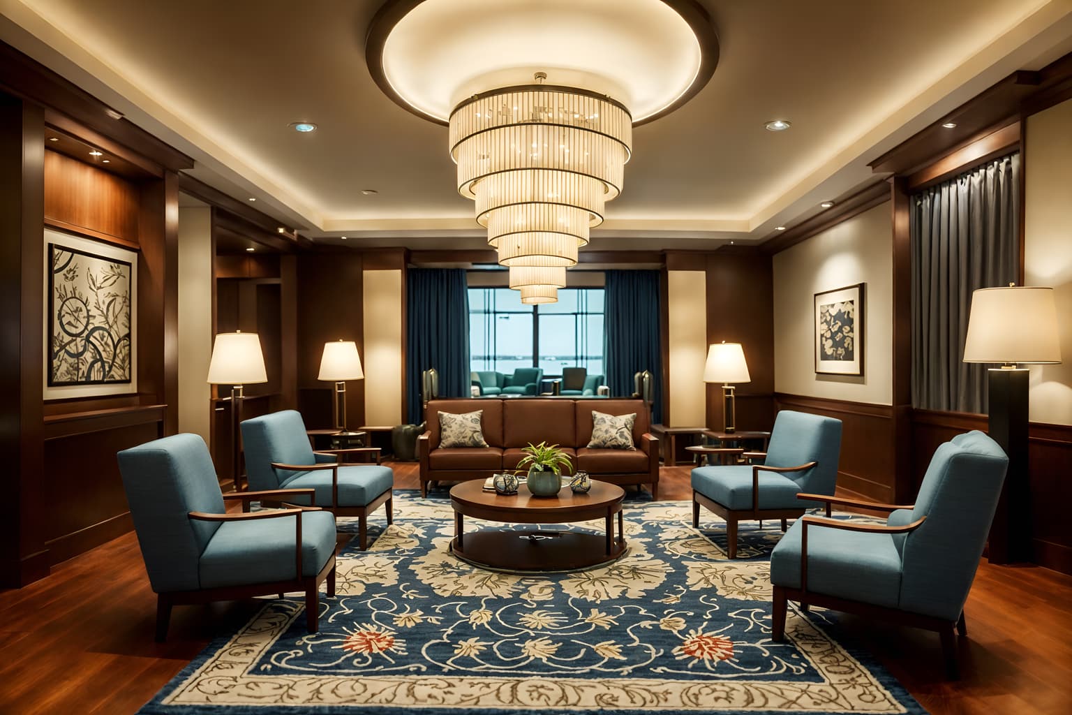 nautical-style (hotel lobby interior) with lounge chairs and sofas and hanging lamps and check in desk and plant and rug and coffee tables and furniture. . . cinematic photo, highly detailed, cinematic lighting, ultra-detailed, ultrarealistic, photorealism, 8k. nautical interior design style. masterpiece, cinematic light, ultrarealistic+, photorealistic+, 8k, raw photo, realistic, sharp focus on eyes, (symmetrical eyes), (intact eyes), hyperrealistic, highest quality, best quality, , highly detailed, masterpiece, best quality, extremely detailed 8k wallpaper, masterpiece, best quality, ultra-detailed, best shadow, detailed background, detailed face, detailed eyes, high contrast, best illumination, detailed face, dulux, caustic, dynamic angle, detailed glow. dramatic lighting. highly detailed, insanely detailed hair, symmetrical, intricate details, professionally retouched, 8k high definition. strong bokeh. award winning photo.