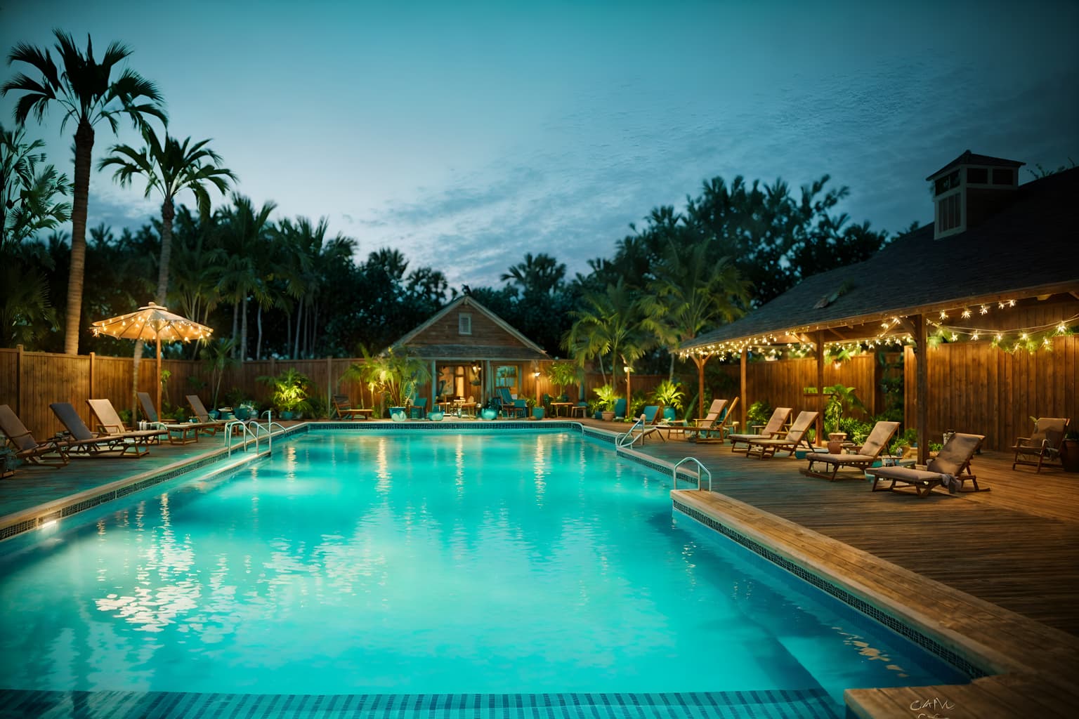 shabby chic-style designed (outdoor pool area ) with pool and pool lights and pool lounge chairs and pool. . . cinematic photo, highly detailed, cinematic lighting, ultra-detailed, ultrarealistic, photorealism, 8k. shabby chic design style. masterpiece, cinematic light, ultrarealistic+, photorealistic+, 8k, raw photo, realistic, sharp focus on eyes, (symmetrical eyes), (intact eyes), hyperrealistic, highest quality, best quality, , highly detailed, masterpiece, best quality, extremely detailed 8k wallpaper, masterpiece, best quality, ultra-detailed, best shadow, detailed background, detailed face, detailed eyes, high contrast, best illumination, detailed face, dulux, caustic, dynamic angle, detailed glow. dramatic lighting. highly detailed, insanely detailed hair, symmetrical, intricate details, professionally retouched, 8k high definition. strong bokeh. award winning photo.