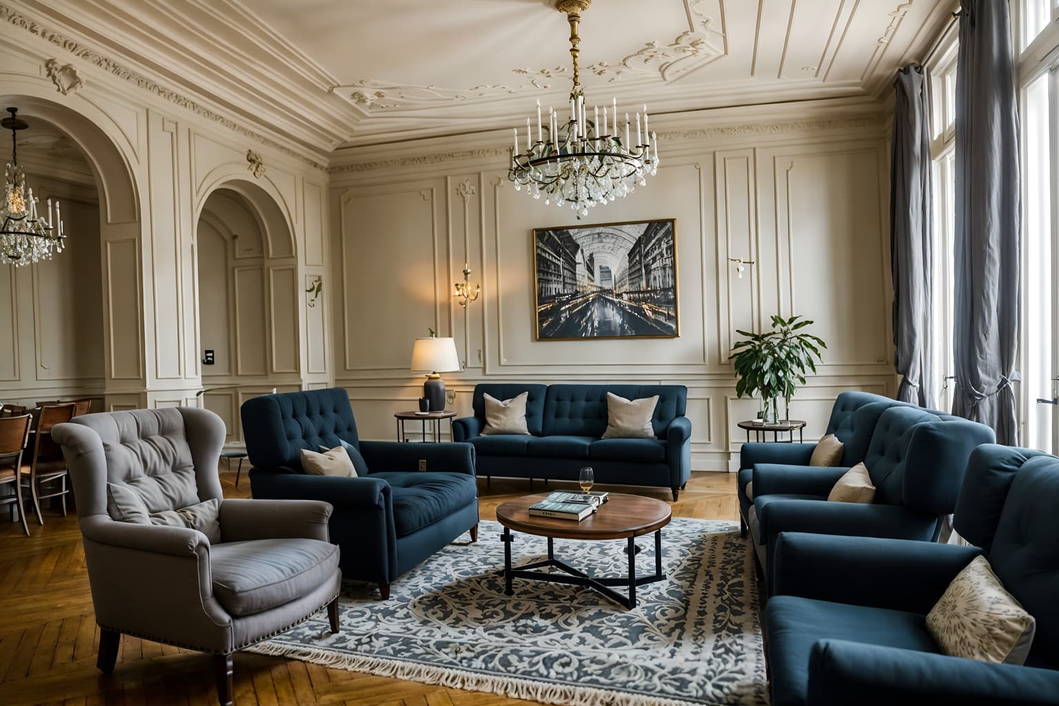 parisian-style (coworking space interior) with seating area with sofa and lounge chairs and office chairs and office desks and seating area with sofa. . . cinematic photo, highly detailed, cinematic lighting, ultra-detailed, ultrarealistic, photorealism, 8k. parisian interior design style. masterpiece, cinematic light, ultrarealistic+, photorealistic+, 8k, raw photo, realistic, sharp focus on eyes, (symmetrical eyes), (intact eyes), hyperrealistic, highest quality, best quality, , highly detailed, masterpiece, best quality, extremely detailed 8k wallpaper, masterpiece, best quality, ultra-detailed, best shadow, detailed background, detailed face, detailed eyes, high contrast, best illumination, detailed face, dulux, caustic, dynamic angle, detailed glow. dramatic lighting. highly detailed, insanely detailed hair, symmetrical, intricate details, professionally retouched, 8k high definition. strong bokeh. award winning photo.