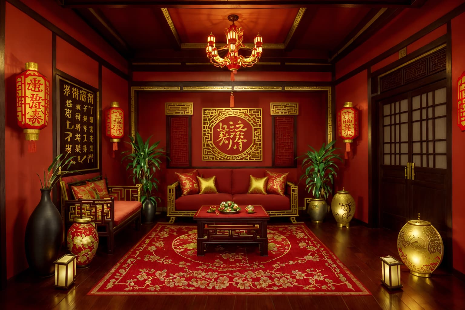 chinese new year-style (attic interior) . with vases of plum blossoms and orchids and red and gold tassels and door couplets and zodiac calendar and orange trees and red and gold candles and money tree and paper cuttings. . cinematic photo, highly detailed, cinematic lighting, ultra-detailed, ultrarealistic, photorealism, 8k. chinese new year interior design style. masterpiece, cinematic light, ultrarealistic+, photorealistic+, 8k, raw photo, realistic, sharp focus on eyes, (symmetrical eyes), (intact eyes), hyperrealistic, highest quality, best quality, , highly detailed, masterpiece, best quality, extremely detailed 8k wallpaper, masterpiece, best quality, ultra-detailed, best shadow, detailed background, detailed face, detailed eyes, high contrast, best illumination, detailed face, dulux, caustic, dynamic angle, detailed glow. dramatic lighting. highly detailed, insanely detailed hair, symmetrical, intricate details, professionally retouched, 8k high definition. strong bokeh. award winning photo.