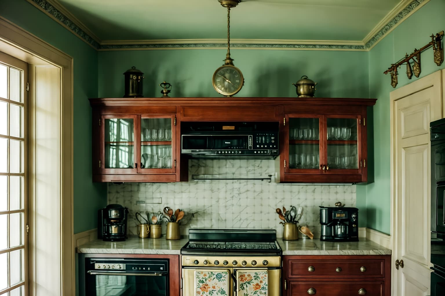 vintage-style (kitchen living combo interior) with worktops and sink and furniture and refrigerator and sofa and televisions and rug and bookshelves. . with . . cinematic photo, highly detailed, cinematic lighting, ultra-detailed, ultrarealistic, photorealism, 8k. vintage interior design style. masterpiece, cinematic light, ultrarealistic+, photorealistic+, 8k, raw photo, realistic, sharp focus on eyes, (symmetrical eyes), (intact eyes), hyperrealistic, highest quality, best quality, , highly detailed, masterpiece, best quality, extremely detailed 8k wallpaper, masterpiece, best quality, ultra-detailed, best shadow, detailed background, detailed face, detailed eyes, high contrast, best illumination, detailed face, dulux, caustic, dynamic angle, detailed glow. dramatic lighting. highly detailed, insanely detailed hair, symmetrical, intricate details, professionally retouched, 8k high definition. strong bokeh. award winning photo.