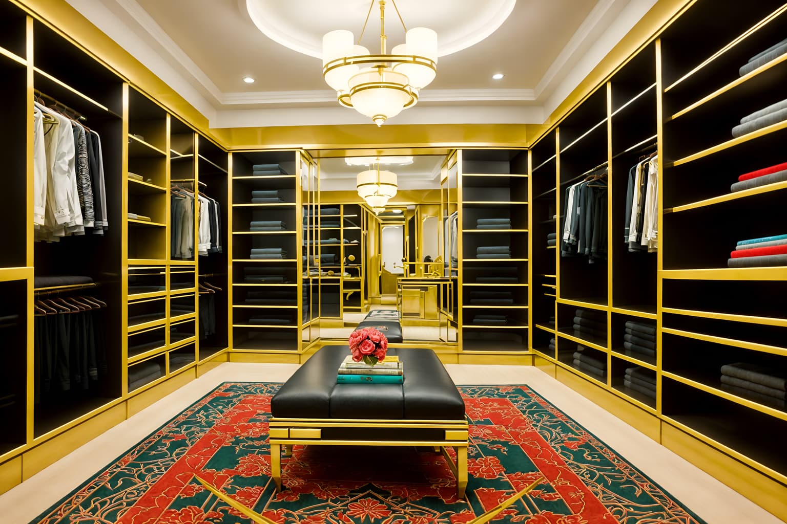 art deco-style (walk in closet interior) . with symmetrical designs and luxury and smooth lines and decadent detail and abstract patterns and stream-lined forms and angular shapes and bright and cheerful colors. . cinematic photo, highly detailed, cinematic lighting, ultra-detailed, ultrarealistic, photorealism, 8k. art deco interior design style. masterpiece, cinematic light, ultrarealistic+, photorealistic+, 8k, raw photo, realistic, sharp focus on eyes, (symmetrical eyes), (intact eyes), hyperrealistic, highest quality, best quality, , highly detailed, masterpiece, best quality, extremely detailed 8k wallpaper, masterpiece, best quality, ultra-detailed, best shadow, detailed background, detailed face, detailed eyes, high contrast, best illumination, detailed face, dulux, caustic, dynamic angle, detailed glow. dramatic lighting. highly detailed, insanely detailed hair, symmetrical, intricate details, professionally retouched, 8k high definition. strong bokeh. award winning photo.