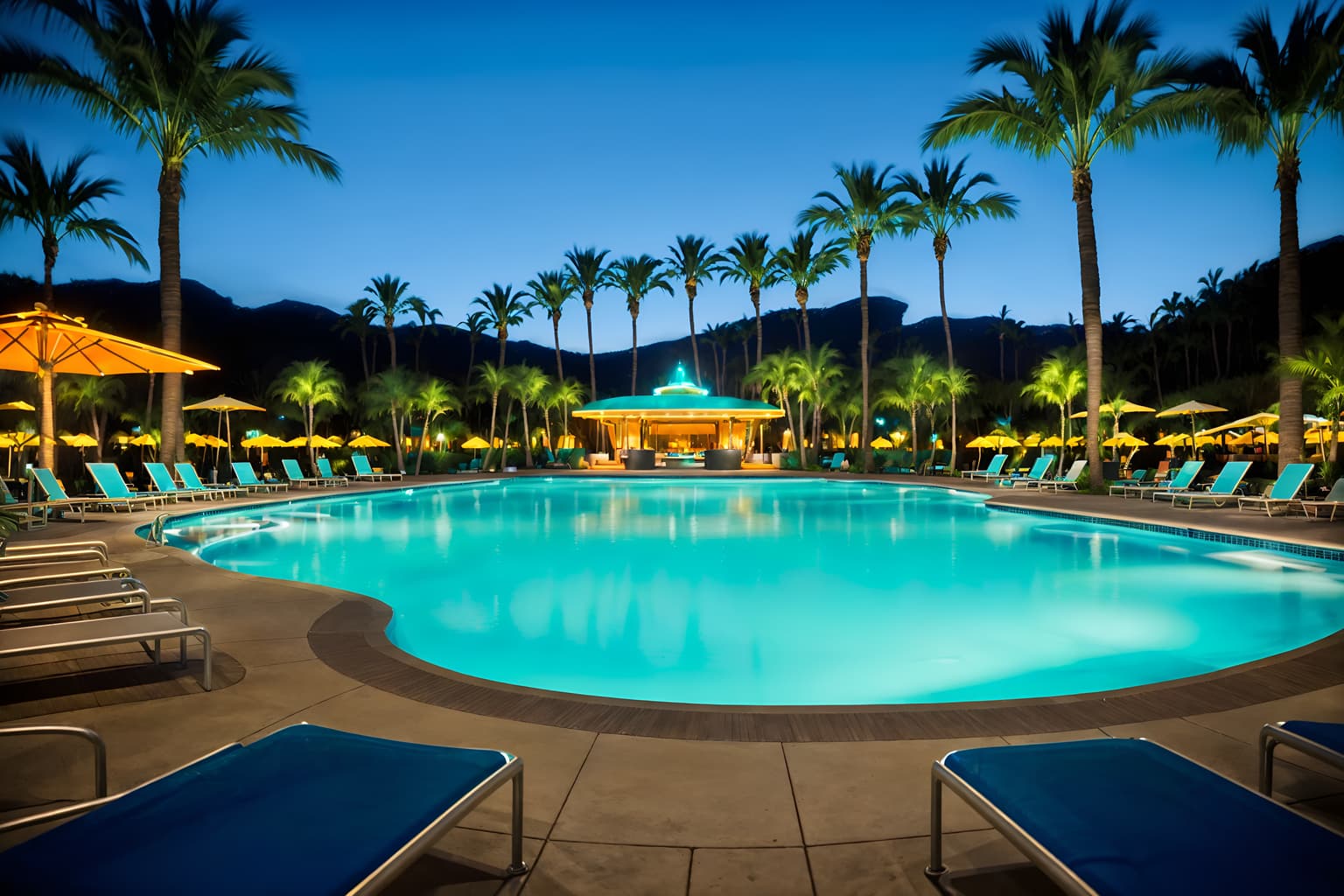 art deco-style designed (outdoor pool area ) with pool lights and pool and pool lounge chairs and pool lights. . with stream-lined forms and bright and cheerful colors and smooth lines and rich colors and exuberant shapes and abstract patterns and angular shapes and glamour. . cinematic photo, highly detailed, cinematic lighting, ultra-detailed, ultrarealistic, photorealism, 8k. art deco design style. masterpiece, cinematic light, ultrarealistic+, photorealistic+, 8k, raw photo, realistic, sharp focus on eyes, (symmetrical eyes), (intact eyes), hyperrealistic, highest quality, best quality, , highly detailed, masterpiece, best quality, extremely detailed 8k wallpaper, masterpiece, best quality, ultra-detailed, best shadow, detailed background, detailed face, detailed eyes, high contrast, best illumination, detailed face, dulux, caustic, dynamic angle, detailed glow. dramatic lighting. highly detailed, insanely detailed hair, symmetrical, intricate details, professionally retouched, 8k high definition. strong bokeh. award winning photo.