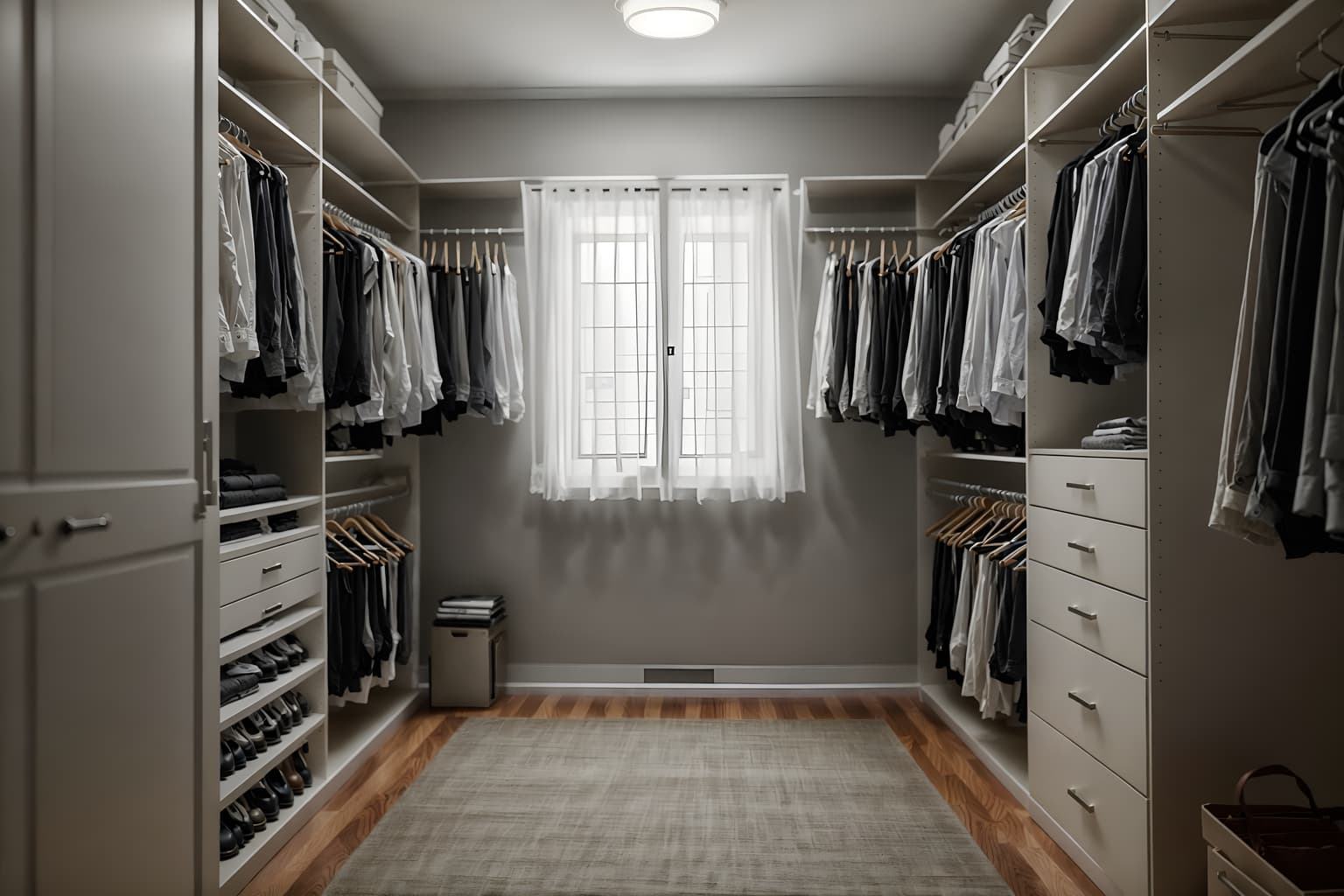 simple-style (walk in closet interior) . . cinematic photo, highly detailed, cinematic lighting, ultra-detailed, ultrarealistic, photorealism, 8k. simple interior design style. masterpiece, cinematic light, ultrarealistic+, photorealistic+, 8k, raw photo, realistic, sharp focus on eyes, (symmetrical eyes), (intact eyes), hyperrealistic, highest quality, best quality, , highly detailed, masterpiece, best quality, extremely detailed 8k wallpaper, masterpiece, best quality, ultra-detailed, best shadow, detailed background, detailed face, detailed eyes, high contrast, best illumination, detailed face, dulux, caustic, dynamic angle, detailed glow. dramatic lighting. highly detailed, insanely detailed hair, symmetrical, intricate details, professionally retouched, 8k high definition. strong bokeh. award winning photo.
