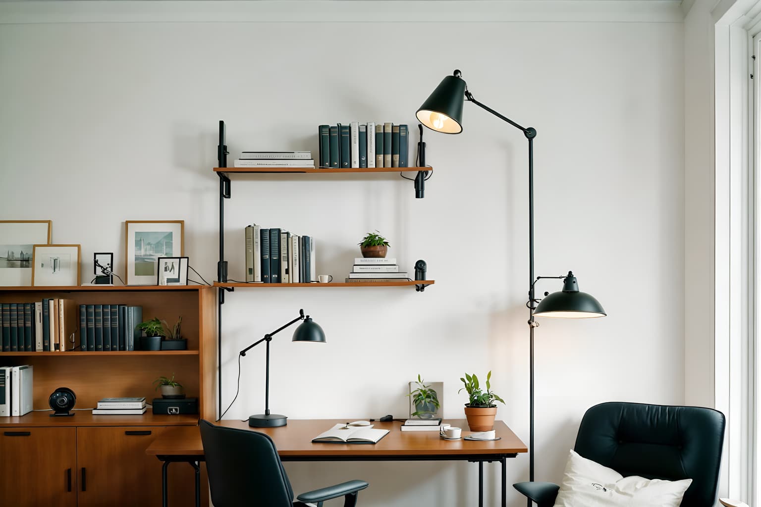 simple-style (study room interior) with bookshelves and desk lamp and office chair and plant and cabinets and lounge chair and writing desk and bookshelves. . . cinematic photo, highly detailed, cinematic lighting, ultra-detailed, ultrarealistic, photorealism, 8k. simple interior design style. masterpiece, cinematic light, ultrarealistic+, photorealistic+, 8k, raw photo, realistic, sharp focus on eyes, (symmetrical eyes), (intact eyes), hyperrealistic, highest quality, best quality, , highly detailed, masterpiece, best quality, extremely detailed 8k wallpaper, masterpiece, best quality, ultra-detailed, best shadow, detailed background, detailed face, detailed eyes, high contrast, best illumination, detailed face, dulux, caustic, dynamic angle, detailed glow. dramatic lighting. highly detailed, insanely detailed hair, symmetrical, intricate details, professionally retouched, 8k high definition. strong bokeh. award winning photo.