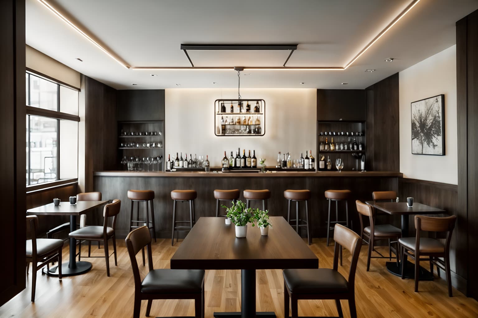 simple-style (restaurant interior) with restaurant bar and restaurant chairs and restaurant dining tables and restaurant decor and restaurant bar. . . cinematic photo, highly detailed, cinematic lighting, ultra-detailed, ultrarealistic, photorealism, 8k. simple interior design style. masterpiece, cinematic light, ultrarealistic+, photorealistic+, 8k, raw photo, realistic, sharp focus on eyes, (symmetrical eyes), (intact eyes), hyperrealistic, highest quality, best quality, , highly detailed, masterpiece, best quality, extremely detailed 8k wallpaper, masterpiece, best quality, ultra-detailed, best shadow, detailed background, detailed face, detailed eyes, high contrast, best illumination, detailed face, dulux, caustic, dynamic angle, detailed glow. dramatic lighting. highly detailed, insanely detailed hair, symmetrical, intricate details, professionally retouched, 8k high definition. strong bokeh. award winning photo.