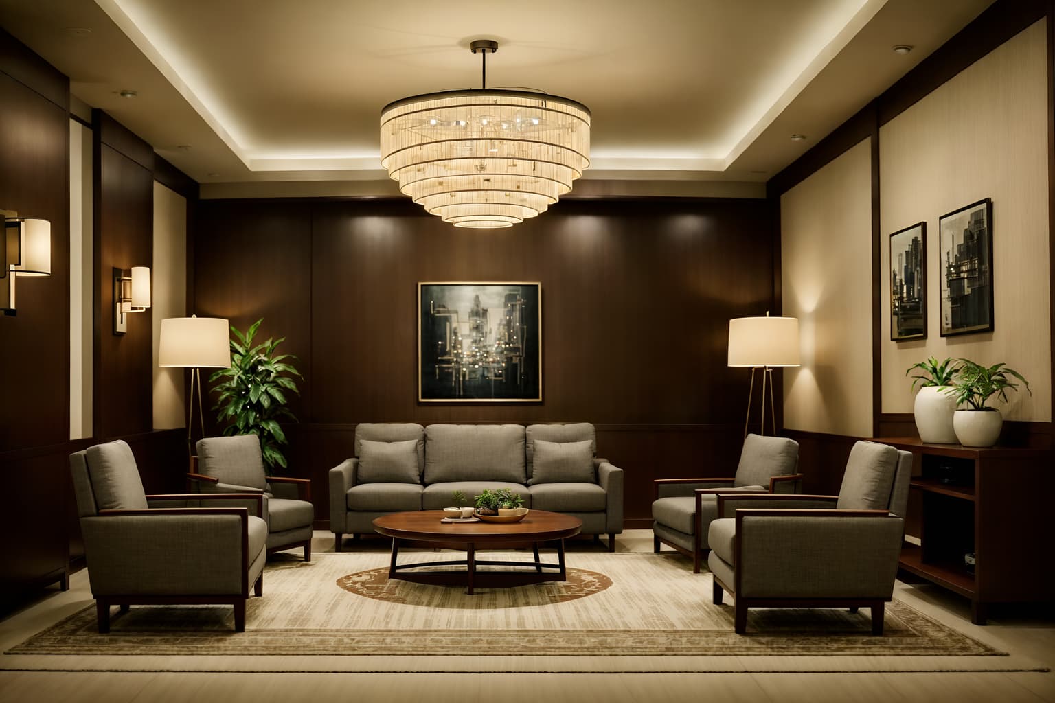 simple-style (hotel lobby interior) with sofas and hanging lamps and rug and furniture and plant and lounge chairs and coffee tables and check in desk. . . cinematic photo, highly detailed, cinematic lighting, ultra-detailed, ultrarealistic, photorealism, 8k. simple interior design style. masterpiece, cinematic light, ultrarealistic+, photorealistic+, 8k, raw photo, realistic, sharp focus on eyes, (symmetrical eyes), (intact eyes), hyperrealistic, highest quality, best quality, , highly detailed, masterpiece, best quality, extremely detailed 8k wallpaper, masterpiece, best quality, ultra-detailed, best shadow, detailed background, detailed face, detailed eyes, high contrast, best illumination, detailed face, dulux, caustic, dynamic angle, detailed glow. dramatic lighting. highly detailed, insanely detailed hair, symmetrical, intricate details, professionally retouched, 8k high definition. strong bokeh. award winning photo.