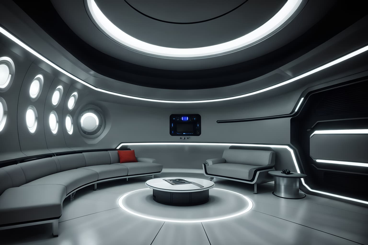 futuristic-style (attic interior) . with minimalist clean lines and steel finishing and light colors and futurism minimalist interior and circular shapes and futuristic interior and spaceship interior and smooth polished marble. . cinematic photo, highly detailed, cinematic lighting, ultra-detailed, ultrarealistic, photorealism, 8k. futuristic interior design style. masterpiece, cinematic light, ultrarealistic+, photorealistic+, 8k, raw photo, realistic, sharp focus on eyes, (symmetrical eyes), (intact eyes), hyperrealistic, highest quality, best quality, , highly detailed, masterpiece, best quality, extremely detailed 8k wallpaper, masterpiece, best quality, ultra-detailed, best shadow, detailed background, detailed face, detailed eyes, high contrast, best illumination, detailed face, dulux, caustic, dynamic angle, detailed glow. dramatic lighting. highly detailed, insanely detailed hair, symmetrical, intricate details, professionally retouched, 8k high definition. strong bokeh. award winning photo.