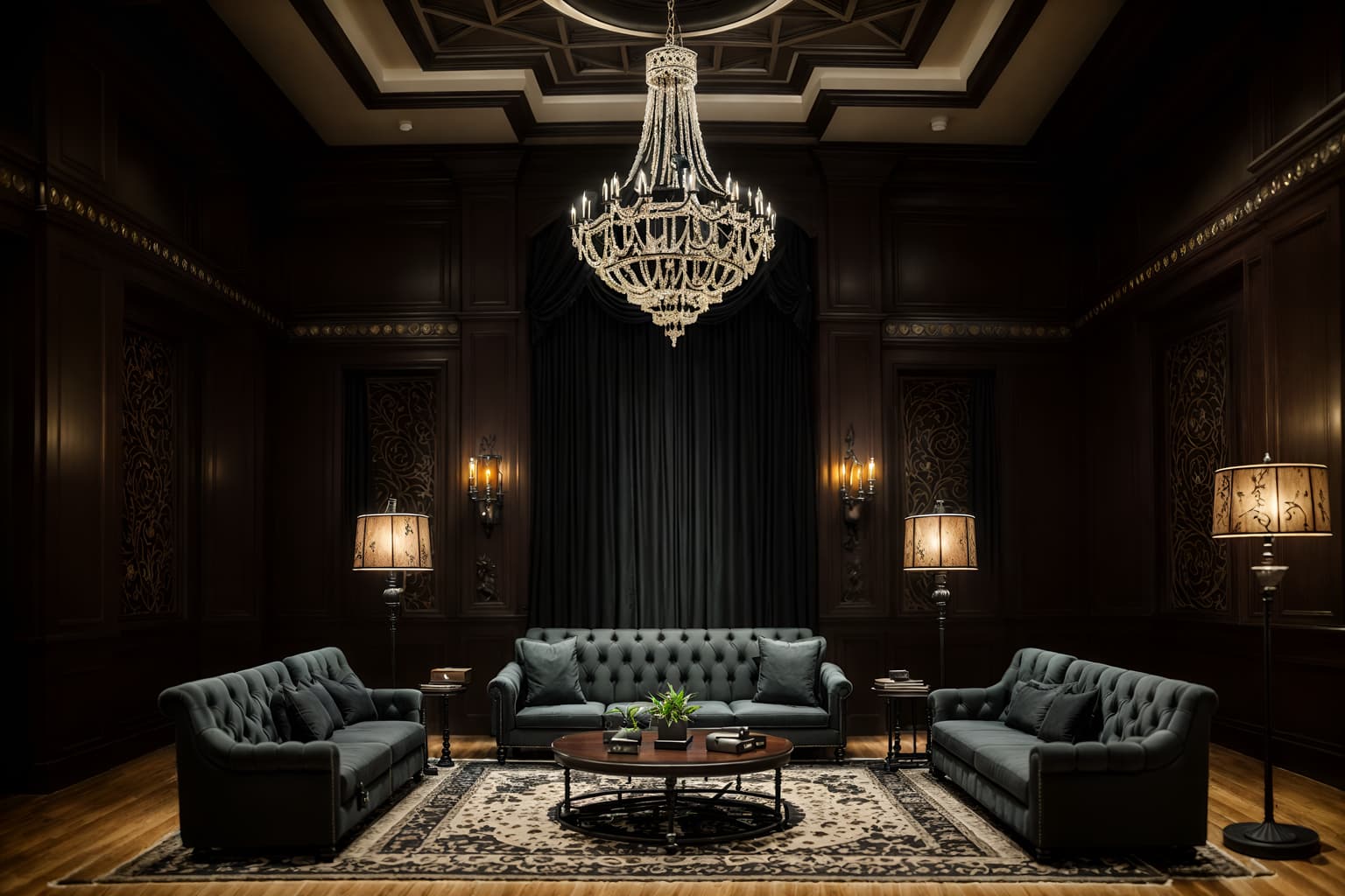 gothic-style (hotel lobby interior) with sofas and coffee tables and lounge chairs and hanging lamps and rug and check in desk and furniture and plant. . . cinematic photo, highly detailed, cinematic lighting, ultra-detailed, ultrarealistic, photorealism, 8k. gothic interior design style. masterpiece, cinematic light, ultrarealistic+, photorealistic+, 8k, raw photo, realistic, sharp focus on eyes, (symmetrical eyes), (intact eyes), hyperrealistic, highest quality, best quality, , highly detailed, masterpiece, best quality, extremely detailed 8k wallpaper, masterpiece, best quality, ultra-detailed, best shadow, detailed background, detailed face, detailed eyes, high contrast, best illumination, detailed face, dulux, caustic, dynamic angle, detailed glow. dramatic lighting. highly detailed, insanely detailed hair, symmetrical, intricate details, professionally retouched, 8k high definition. strong bokeh. award winning photo.