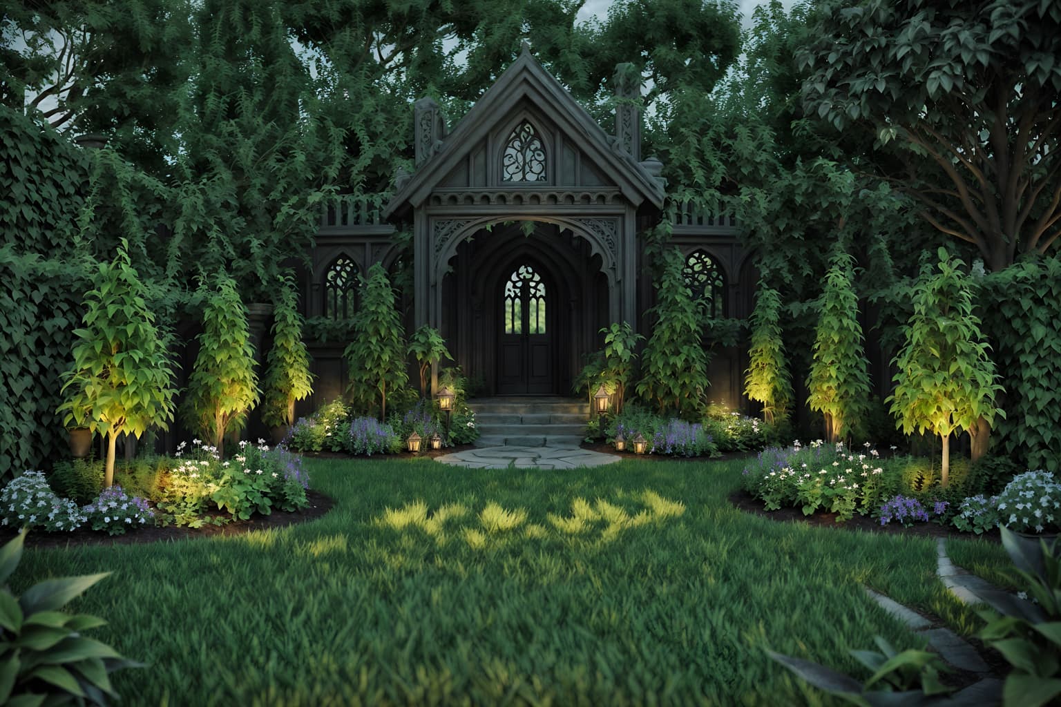 gothic-style designed (outdoor garden ) with garden plants and garden tree and grass and garden plants. . . cinematic photo, highly detailed, cinematic lighting, ultra-detailed, ultrarealistic, photorealism, 8k. gothic design style. masterpiece, cinematic light, ultrarealistic+, photorealistic+, 8k, raw photo, realistic, sharp focus on eyes, (symmetrical eyes), (intact eyes), hyperrealistic, highest quality, best quality, , highly detailed, masterpiece, best quality, extremely detailed 8k wallpaper, masterpiece, best quality, ultra-detailed, best shadow, detailed background, detailed face, detailed eyes, high contrast, best illumination, detailed face, dulux, caustic, dynamic angle, detailed glow. dramatic lighting. highly detailed, insanely detailed hair, symmetrical, intricate details, professionally retouched, 8k high definition. strong bokeh. award winning photo.