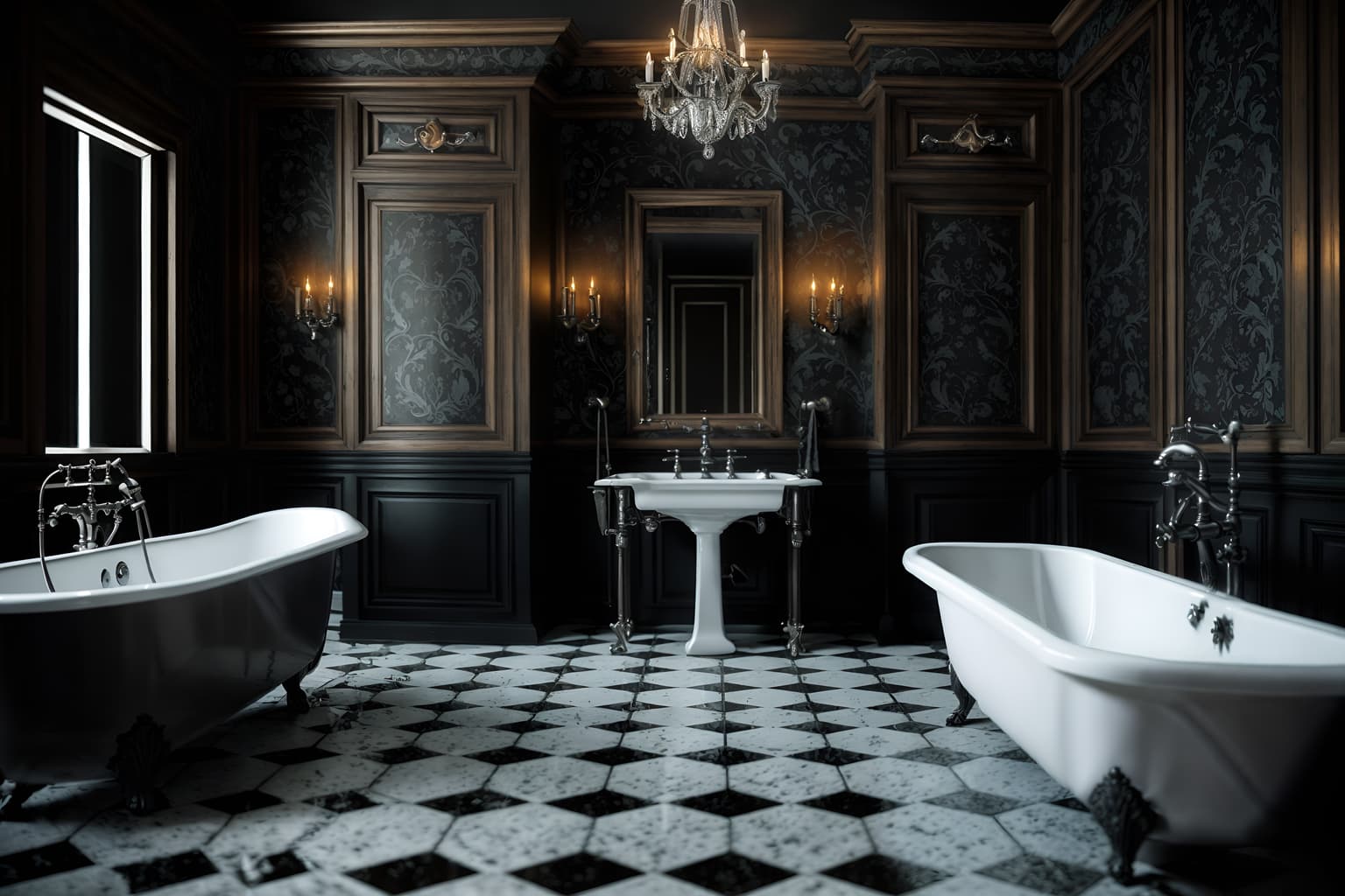 gothic-style (bathroom interior) with waste basket and bathroom sink with faucet and bathroom cabinet and mirror and plant and bath towel and toilet seat and shower. . . cinematic photo, highly detailed, cinematic lighting, ultra-detailed, ultrarealistic, photorealism, 8k. gothic interior design style. masterpiece, cinematic light, ultrarealistic+, photorealistic+, 8k, raw photo, realistic, sharp focus on eyes, (symmetrical eyes), (intact eyes), hyperrealistic, highest quality, best quality, , highly detailed, masterpiece, best quality, extremely detailed 8k wallpaper, masterpiece, best quality, ultra-detailed, best shadow, detailed background, detailed face, detailed eyes, high contrast, best illumination, detailed face, dulux, caustic, dynamic angle, detailed glow. dramatic lighting. highly detailed, insanely detailed hair, symmetrical, intricate details, professionally retouched, 8k high definition. strong bokeh. award winning photo.