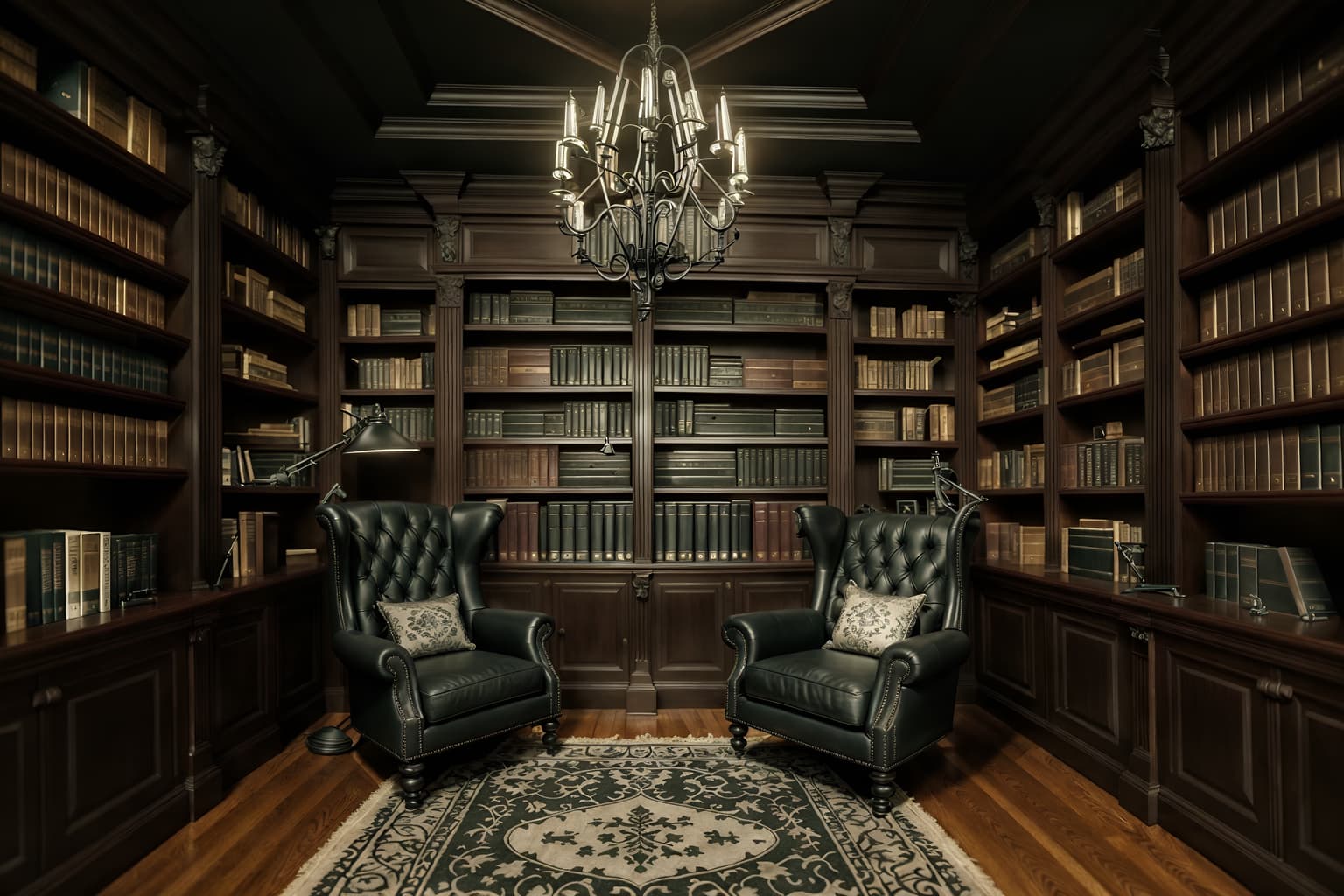 gothic-style (study room interior) with bookshelves and lounge chair and office chair and plant and desk lamp and writing desk and cabinets and bookshelves. . . cinematic photo, highly detailed, cinematic lighting, ultra-detailed, ultrarealistic, photorealism, 8k. gothic interior design style. masterpiece, cinematic light, ultrarealistic+, photorealistic+, 8k, raw photo, realistic, sharp focus on eyes, (symmetrical eyes), (intact eyes), hyperrealistic, highest quality, best quality, , highly detailed, masterpiece, best quality, extremely detailed 8k wallpaper, masterpiece, best quality, ultra-detailed, best shadow, detailed background, detailed face, detailed eyes, high contrast, best illumination, detailed face, dulux, caustic, dynamic angle, detailed glow. dramatic lighting. highly detailed, insanely detailed hair, symmetrical, intricate details, professionally retouched, 8k high definition. strong bokeh. award winning photo.