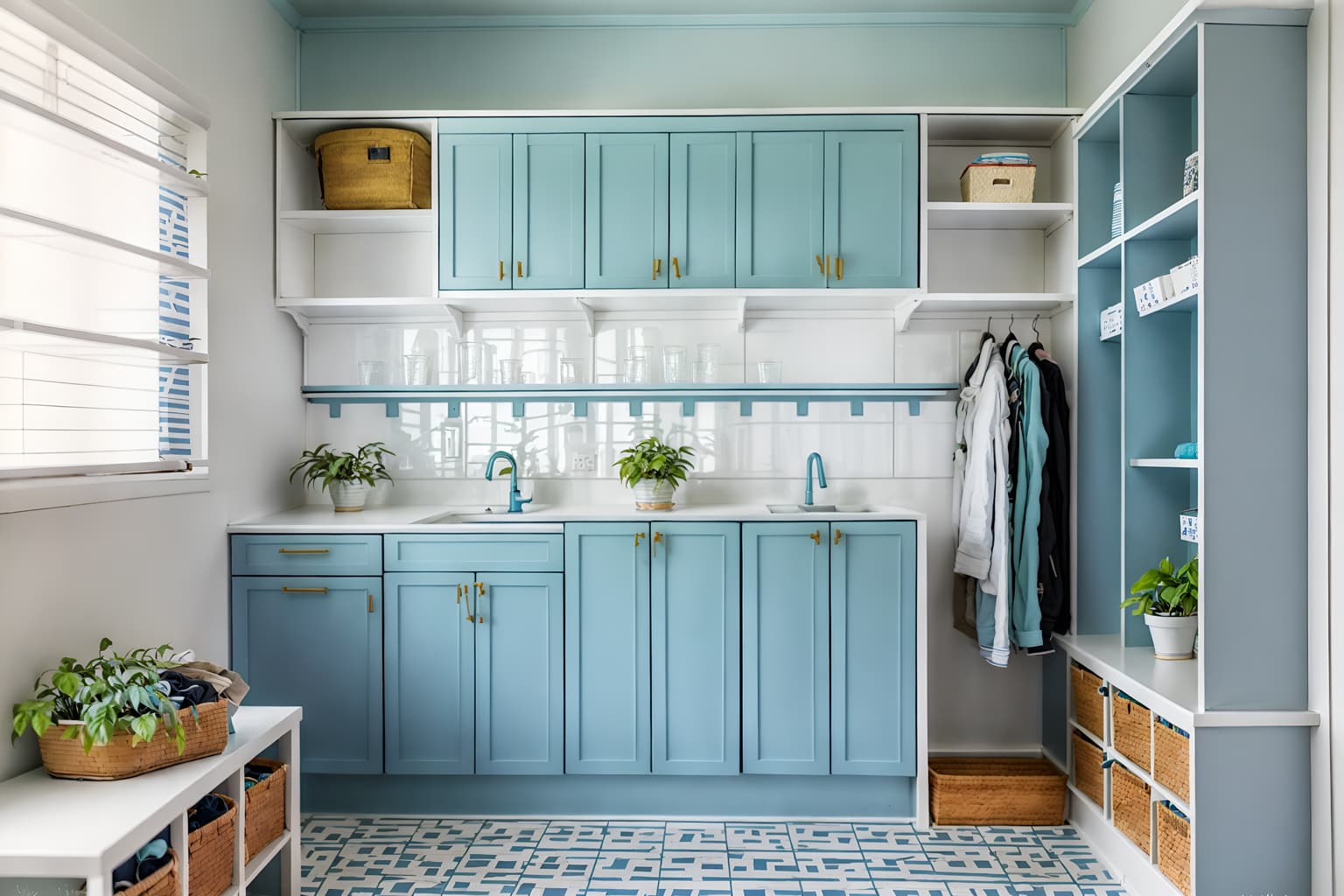 vaporwave-style (mudroom interior) with cubbies and high up storage and storage drawers and storage baskets and shelves for shoes and a bench and wall hooks for coats and cabinets. . with white square bathroom tiles and white square bathroom tiles and washed out colors and baby blue and japanese letters on wall and hanging plants and 1980s retail shops and white square bathroom tiles. . cinematic photo, highly detailed, cinematic lighting, ultra-detailed, ultrarealistic, photorealism, 8k. vaporwave interior design style. masterpiece, cinematic light, ultrarealistic+, photorealistic+, 8k, raw photo, realistic, sharp focus on eyes, (symmetrical eyes), (intact eyes), hyperrealistic, highest quality, best quality, , highly detailed, masterpiece, best quality, extremely detailed 8k wallpaper, masterpiece, best quality, ultra-detailed, best shadow, detailed background, detailed face, detailed eyes, high contrast, best illumination, detailed face, dulux, caustic, dynamic angle, detailed glow. dramatic lighting. highly detailed, insanely detailed hair, symmetrical, intricate details, professionally retouched, 8k high definition. strong bokeh. award winning photo.