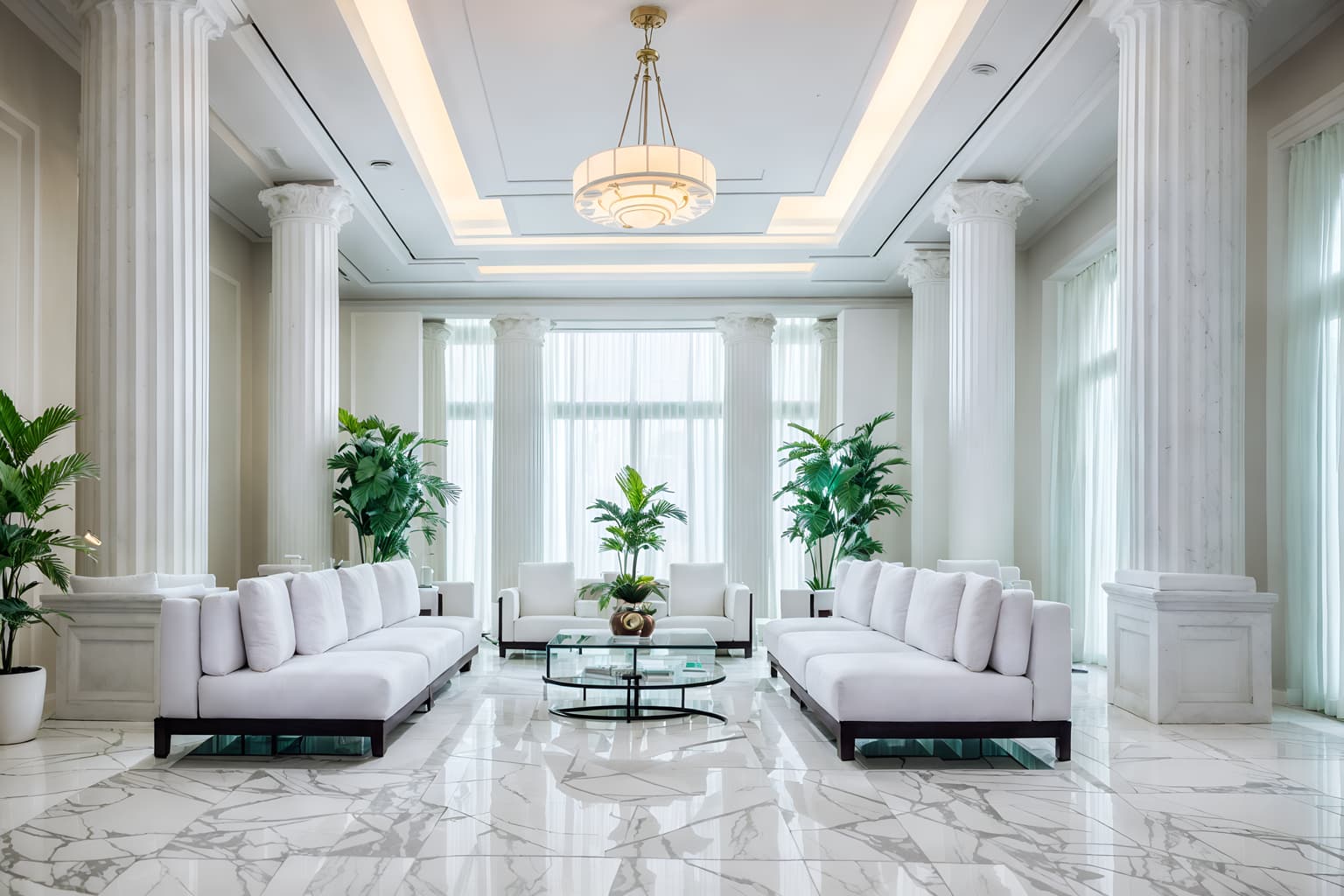 vaporwave-style (hotel lobby interior) with coffee tables and check in desk and sofas and hanging lamps and plant and lounge chairs and furniture and rug. . with white roman statues, white roman sculptures, white roman columns, white roman pillars in the center of the room, and white square bathroom tiles and purple lights and neon glow and washed out colors and japanese letters on wall and baby blue and 1980s retail shops. . cinematic photo, highly detailed, cinematic lighting, ultra-detailed, ultrarealistic, photorealism, 8k. vaporwave interior design style. masterpiece, cinematic light, ultrarealistic+, photorealistic+, 8k, raw photo, realistic, sharp focus on eyes, (symmetrical eyes), (intact eyes), hyperrealistic, highest quality, best quality, , highly detailed, masterpiece, best quality, extremely detailed 8k wallpaper, masterpiece, best quality, ultra-detailed, best shadow, detailed background, detailed face, detailed eyes, high contrast, best illumination, detailed face, dulux, caustic, dynamic angle, detailed glow. dramatic lighting. highly detailed, insanely detailed hair, symmetrical, intricate details, professionally retouched, 8k high definition. strong bokeh. award winning photo.