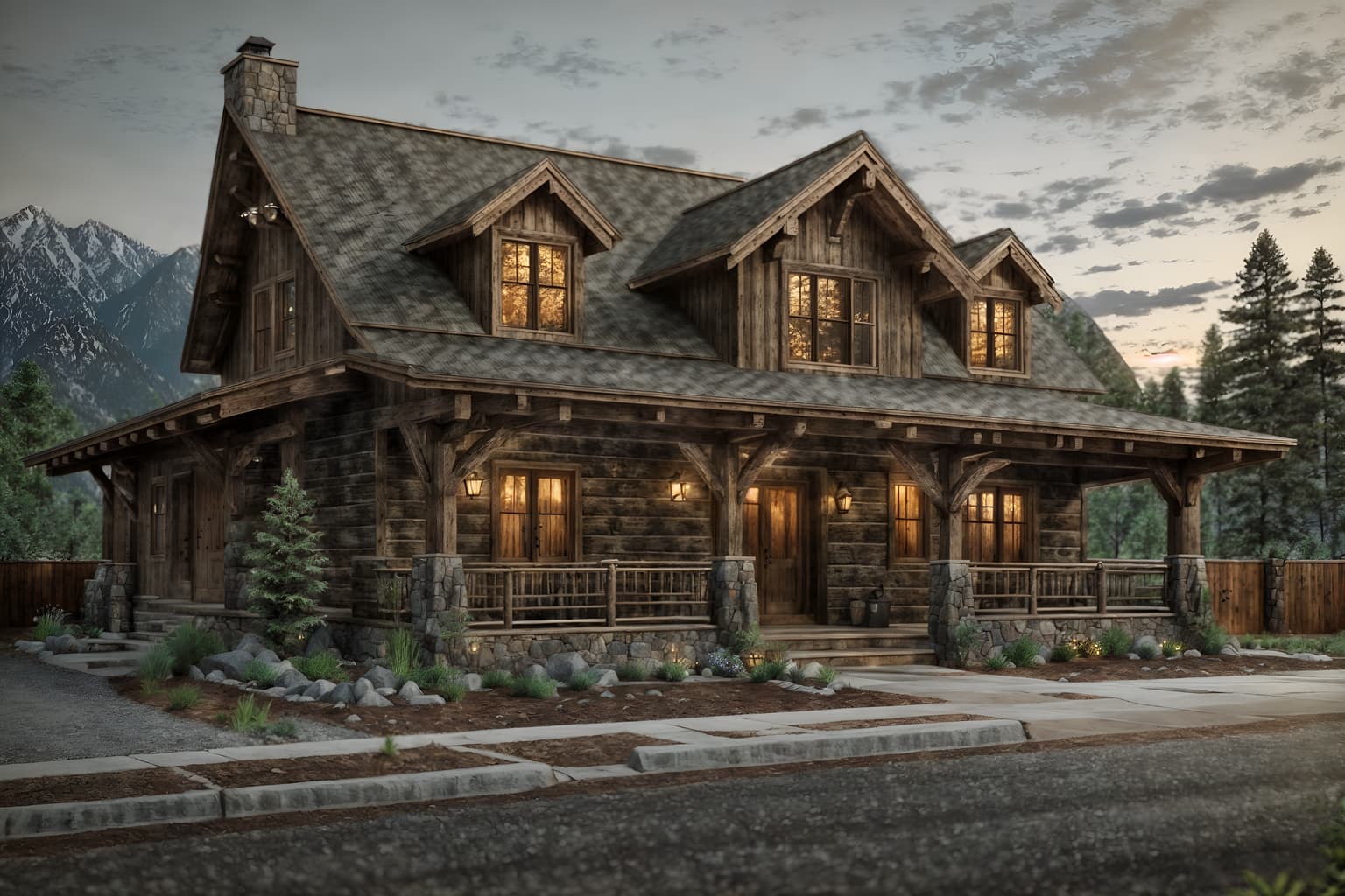 rustic-style exterior designed (house exterior exterior) . with . . cinematic photo, highly detailed, cinematic lighting, ultra-detailed, ultrarealistic, photorealism, 8k. rustic exterior design style. masterpiece, cinematic light, ultrarealistic+, photorealistic+, 8k, raw photo, realistic, sharp focus on eyes, (symmetrical eyes), (intact eyes), hyperrealistic, highest quality, best quality, , highly detailed, masterpiece, best quality, extremely detailed 8k wallpaper, masterpiece, best quality, ultra-detailed, best shadow, detailed background, detailed face, detailed eyes, high contrast, best illumination, detailed face, dulux, caustic, dynamic angle, detailed glow. dramatic lighting. highly detailed, insanely detailed hair, symmetrical, intricate details, professionally retouched, 8k high definition. strong bokeh. award winning photo.