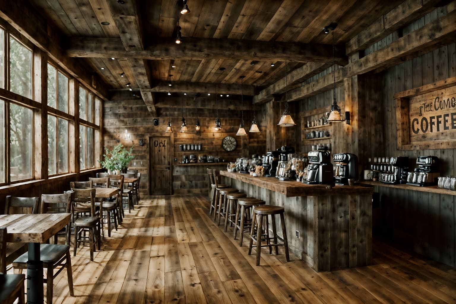 rustic-style (coffee shop interior) . with . . cinematic photo, highly detailed, cinematic lighting, ultra-detailed, ultrarealistic, photorealism, 8k. rustic interior design style. masterpiece, cinematic light, ultrarealistic+, photorealistic+, 8k, raw photo, realistic, sharp focus on eyes, (symmetrical eyes), (intact eyes), hyperrealistic, highest quality, best quality, , highly detailed, masterpiece, best quality, extremely detailed 8k wallpaper, masterpiece, best quality, ultra-detailed, best shadow, detailed background, detailed face, detailed eyes, high contrast, best illumination, detailed face, dulux, caustic, dynamic angle, detailed glow. dramatic lighting. highly detailed, insanely detailed hair, symmetrical, intricate details, professionally retouched, 8k high definition. strong bokeh. award winning photo.