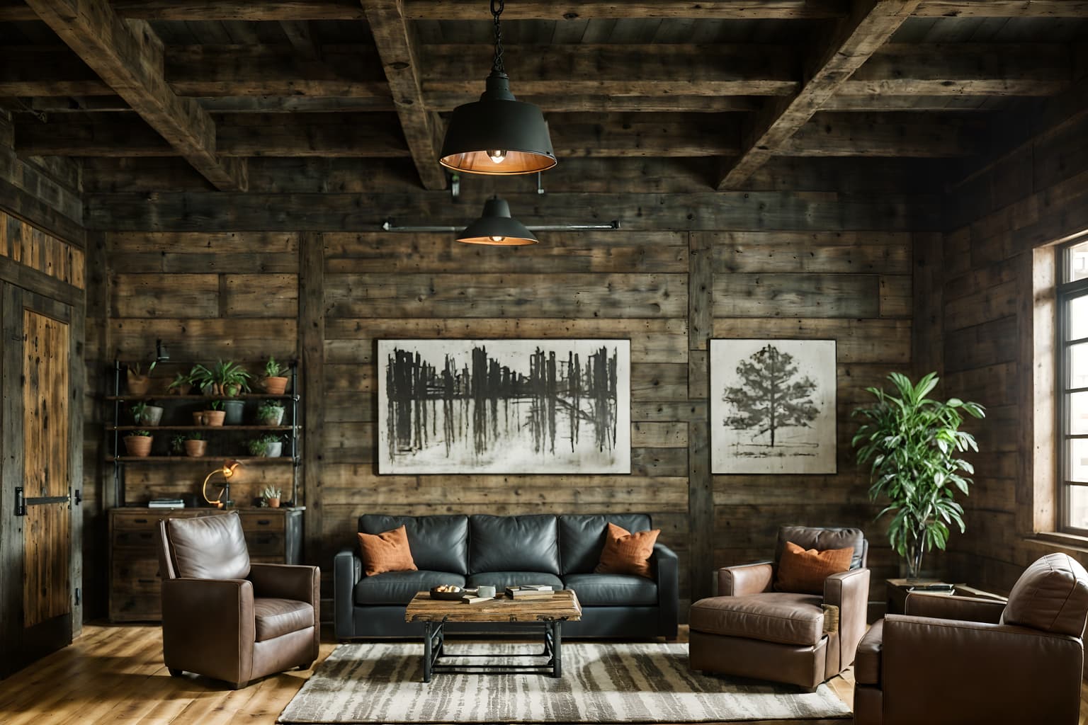 rustic-style (coworking space interior) with seating area with sofa and lounge chairs and office desks and office chairs and seating area with sofa. . with . . cinematic photo, highly detailed, cinematic lighting, ultra-detailed, ultrarealistic, photorealism, 8k. rustic interior design style. masterpiece, cinematic light, ultrarealistic+, photorealistic+, 8k, raw photo, realistic, sharp focus on eyes, (symmetrical eyes), (intact eyes), hyperrealistic, highest quality, best quality, , highly detailed, masterpiece, best quality, extremely detailed 8k wallpaper, masterpiece, best quality, ultra-detailed, best shadow, detailed background, detailed face, detailed eyes, high contrast, best illumination, detailed face, dulux, caustic, dynamic angle, detailed glow. dramatic lighting. highly detailed, insanely detailed hair, symmetrical, intricate details, professionally retouched, 8k high definition. strong bokeh. award winning photo.
