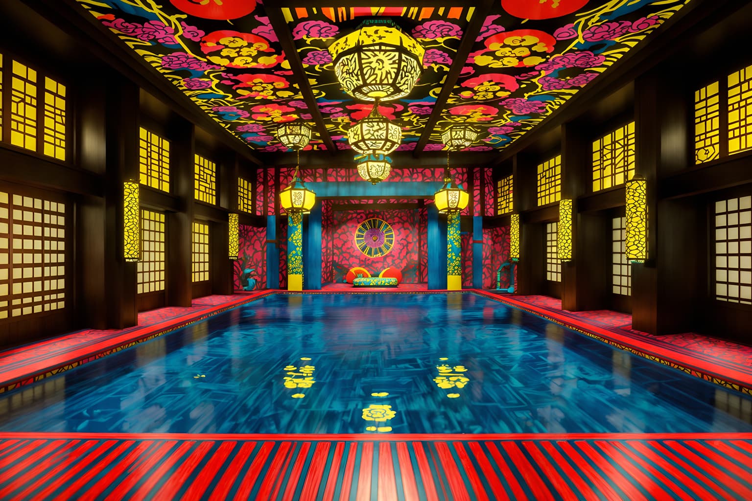 maximalist-style (onsen interior) . with playful and bold colors and vibrant and bold patterns and eye-catching and bold design and bold creativity and more is more philosophy. . cinematic photo, highly detailed, cinematic lighting, ultra-detailed, ultrarealistic, photorealism, 8k. maximalist interior design style. masterpiece, cinematic light, ultrarealistic+, photorealistic+, 8k, raw photo, realistic, sharp focus on eyes, (symmetrical eyes), (intact eyes), hyperrealistic, highest quality, best quality, , highly detailed, masterpiece, best quality, extremely detailed 8k wallpaper, masterpiece, best quality, ultra-detailed, best shadow, detailed background, detailed face, detailed eyes, high contrast, best illumination, detailed face, dulux, caustic, dynamic angle, detailed glow. dramatic lighting. highly detailed, insanely detailed hair, symmetrical, intricate details, professionally retouched, 8k high definition. strong bokeh. award winning photo.