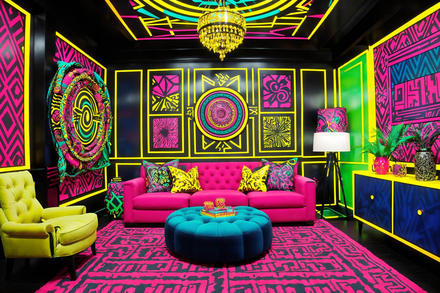 maximalist-style (clothing store interior) . with bold colors and vibrant and eye-catching and playful and over-the-top aesthetic and bold patterns and more is more philosophy and bold design. . cinematic photo, highly detailed, cinematic lighting, ultra-detailed, ultrarealistic, photorealism, 8k. maximalist interior design style. masterpiece, cinematic light, ultrarealistic+, photorealistic+, 8k, raw photo, realistic, sharp focus on eyes, (symmetrical eyes), (intact eyes), hyperrealistic, highest quality, best quality, , highly detailed, masterpiece, best quality, extremely detailed 8k wallpaper, masterpiece, best quality, ultra-detailed, best shadow, detailed background, detailed face, detailed eyes, high contrast, best illumination, detailed face, dulux, caustic, dynamic angle, detailed glow. dramatic lighting. highly detailed, insanely detailed hair, symmetrical, intricate details, professionally retouched, 8k high definition. strong bokeh. award winning photo.