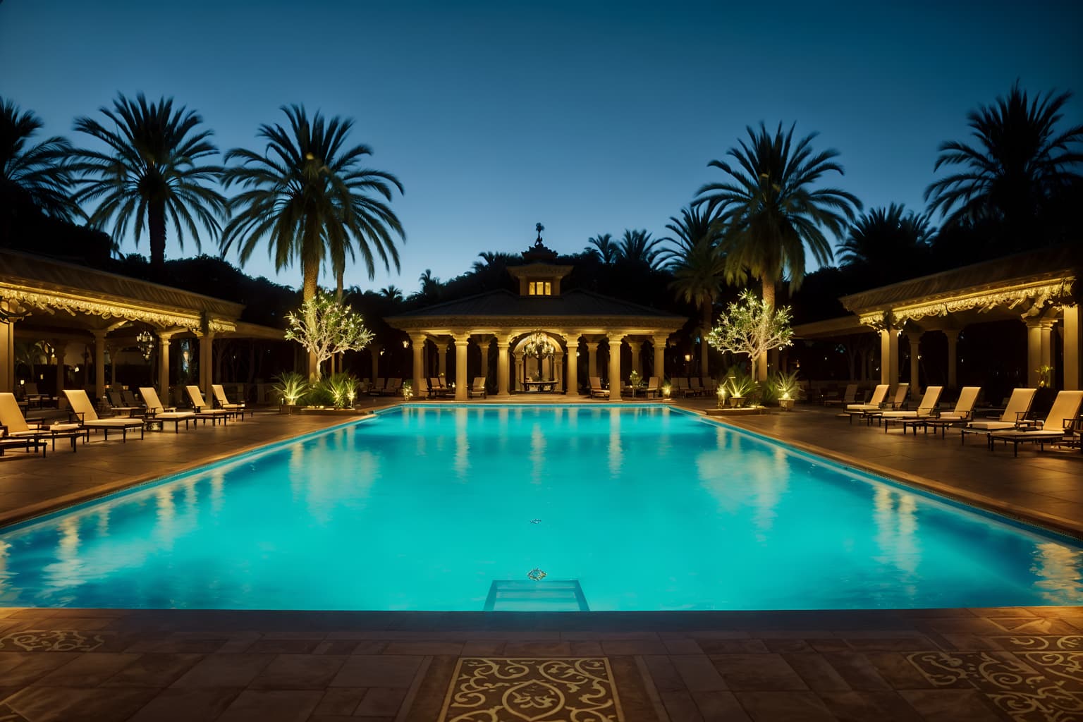 baroque-style designed (outdoor pool area ) with pool and pool lights and pool lounge chairs and pool. . with expensive and plush flooring and dynamism and tension and emotional exuberance and sensuous richness and opulent and colossal furniture and movement and crystal and glass accents. . cinematic photo, highly detailed, cinematic lighting, ultra-detailed, ultrarealistic, photorealism, 8k. baroque design style. masterpiece, cinematic light, ultrarealistic+, photorealistic+, 8k, raw photo, realistic, sharp focus on eyes, (symmetrical eyes), (intact eyes), hyperrealistic, highest quality, best quality, , highly detailed, masterpiece, best quality, extremely detailed 8k wallpaper, masterpiece, best quality, ultra-detailed, best shadow, detailed background, detailed face, detailed eyes, high contrast, best illumination, detailed face, dulux, caustic, dynamic angle, detailed glow. dramatic lighting. highly detailed, insanely detailed hair, symmetrical, intricate details, professionally retouched, 8k high definition. strong bokeh. award winning photo.