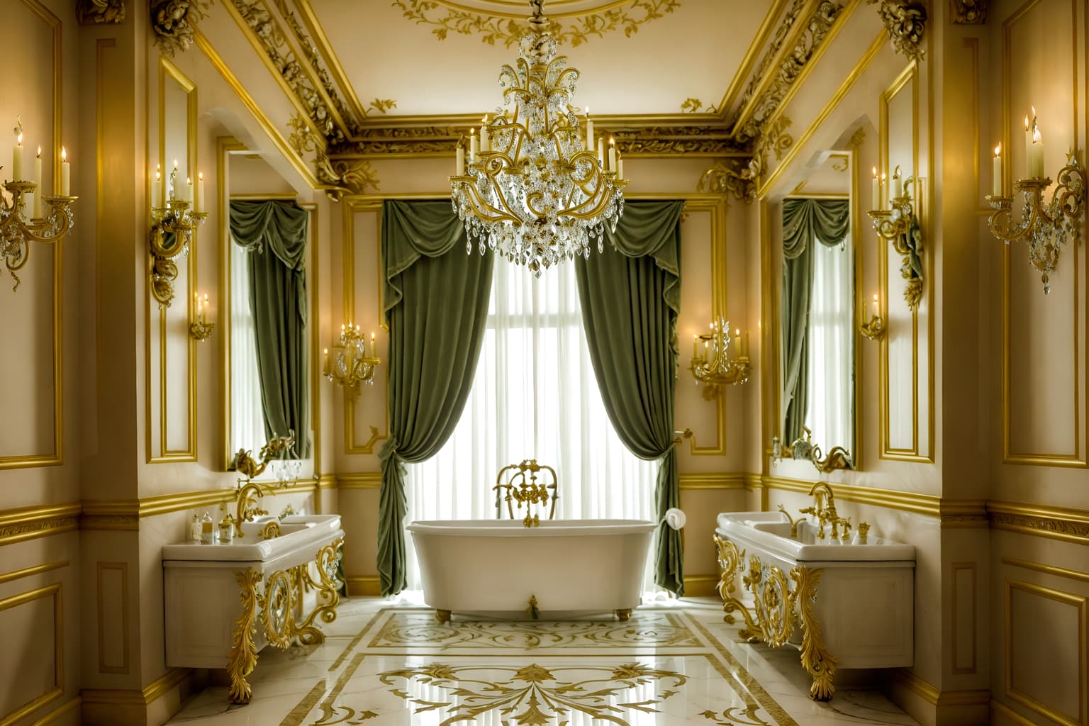 baroque-style (hotel bathroom interior) with bath towel and plant and bathtub and bathroom sink with faucet and toilet seat and bathroom cabinet and shower and mirror. . with intricate carvings and ornaments and dynamism and emotional exuberance and movement and drama and expensive and plush flooring and crystal and glass accents and twisted columns. . cinematic photo, highly detailed, cinematic lighting, ultra-detailed, ultrarealistic, photorealism, 8k. baroque interior design style. masterpiece, cinematic light, ultrarealistic+, photorealistic+, 8k, raw photo, realistic, sharp focus on eyes, (symmetrical eyes), (intact eyes), hyperrealistic, highest quality, best quality, , highly detailed, masterpiece, best quality, extremely detailed 8k wallpaper, masterpiece, best quality, ultra-detailed, best shadow, detailed background, detailed face, detailed eyes, high contrast, best illumination, detailed face, dulux, caustic, dynamic angle, detailed glow. dramatic lighting. highly detailed, insanely detailed hair, symmetrical, intricate details, professionally retouched, 8k high definition. strong bokeh. award winning photo.