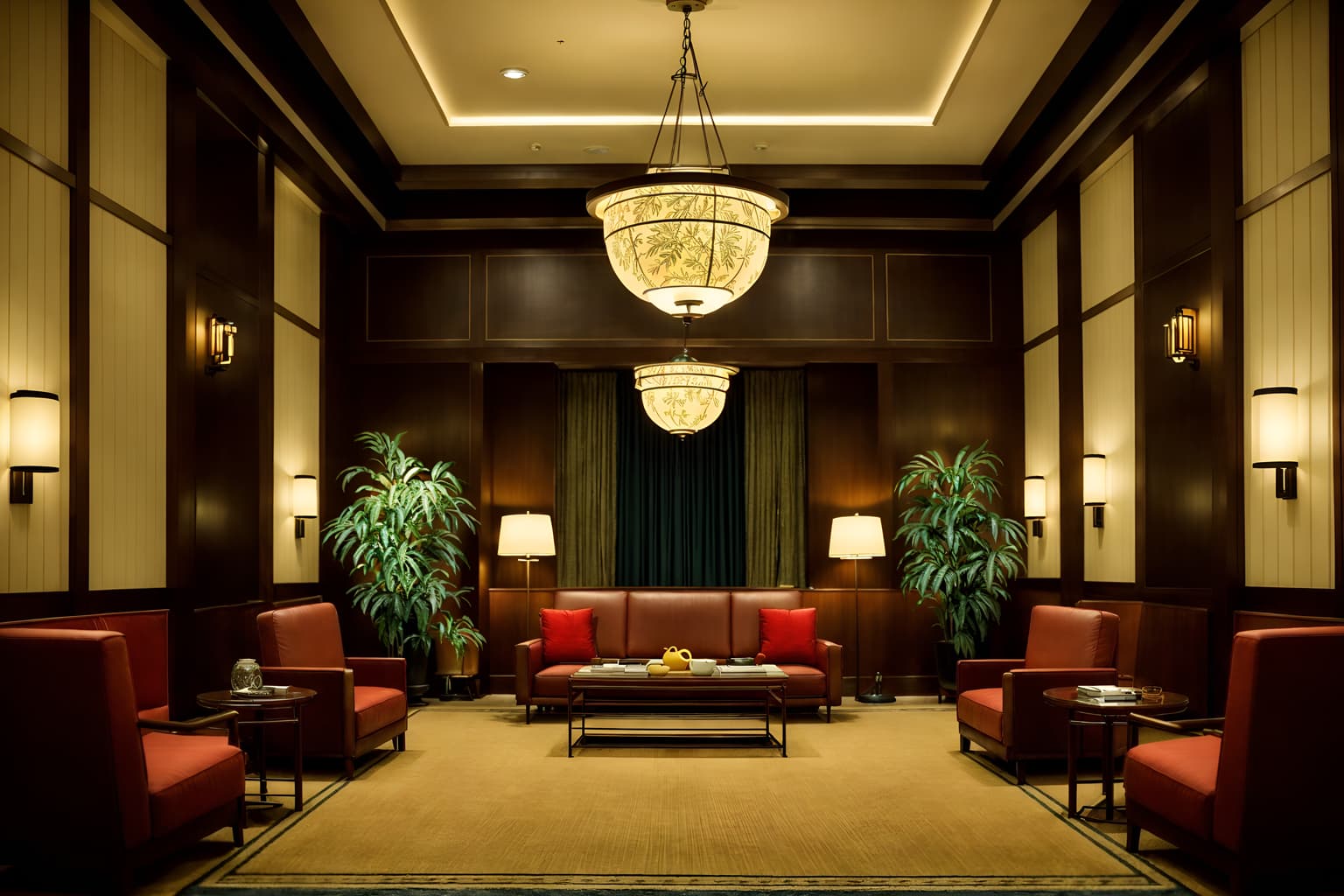 retro-style (hotel lobby interior) with hanging lamps and plant and check in desk and lounge chairs and coffee tables and furniture and rug and sofas. . . cinematic photo, highly detailed, cinematic lighting, ultra-detailed, ultrarealistic, photorealism, 8k. retro interior design style. masterpiece, cinematic light, ultrarealistic+, photorealistic+, 8k, raw photo, realistic, sharp focus on eyes, (symmetrical eyes), (intact eyes), hyperrealistic, highest quality, best quality, , highly detailed, masterpiece, best quality, extremely detailed 8k wallpaper, masterpiece, best quality, ultra-detailed, best shadow, detailed background, detailed face, detailed eyes, high contrast, best illumination, detailed face, dulux, caustic, dynamic angle, detailed glow. dramatic lighting. highly detailed, insanely detailed hair, symmetrical, intricate details, professionally retouched, 8k high definition. strong bokeh. award winning photo.
