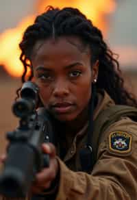 woman as a US Navy Seal in firefight. highly detailed
