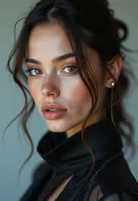 woman face, gorgeous dominatrix shot, one face, futuristic fashion