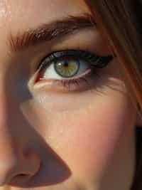 close up of woman with thick eyeliner makeup