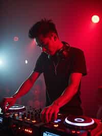 man as DJ dj-ing in the club