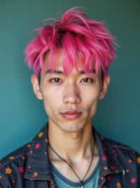 man as a progressive LGBTQ activist with pink or blue hair
