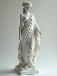 woman as White Marble classical Greek Marble Sculpture. white. no colors
