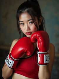 woman as a Boxer wearing Boxing Gloves