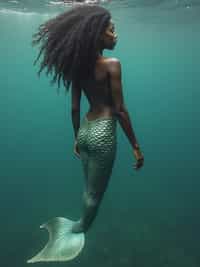 woman as a Mermaid the head and upper body of a human and the tail of a fish