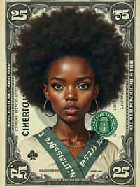 Dollar bill with woman face printed in the center