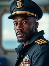man as a Navy Officer on a ship. highly detailed