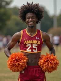 man as Cheerleader at college