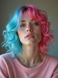 woman as a progressive LGBTQ activist feminist with pink or blue hair