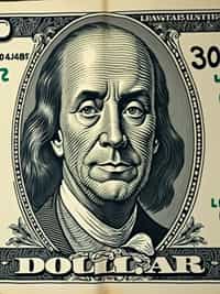 Dollar bill with man face printed in the center