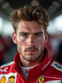 Ultra realistic photograph of man as Formula 1 race driver