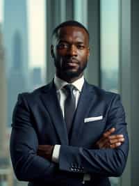 8k professional headshot of man as executive leader, crisp details, luxury office backdrop, premium tailored attire, authoritative pose, decisive expression, high-definition, boardroom environment, sharp focus, professional lighting, executive presence, skyscraper view