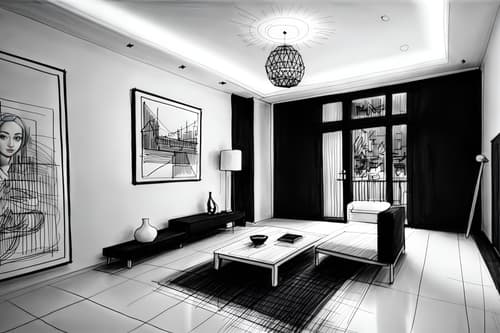 (hand-drawn monochrome black and white sketch line drawing)++ of sketch-style interior designed () apartment interior. a sketch of interior. with . a sketch of interior. trending on artstation. black and white line drawing sketch without colors. masterpiece, cinematic light, ultrarealistic+, photorealistic+, 8k, raw photo, realistic, sharp focus on eyes, (symmetrical eyes), (intact eyes), hyperrealistic, highest quality, best quality, , highly detailed, masterpiece, best quality, extremely detailed 8k wallpaper, masterpiece, best quality, ultra-detailed, best shadow, detailed background, detailed face, detailed eyes, high contrast, best illumination, detailed face, dulux, caustic, dynamic angle, detailed glow. dramatic lighting. highly detailed, insanely detailed hair, symmetrical, intricate details, professionally retouched, 8k high definition. strong bokeh. award winning photo.