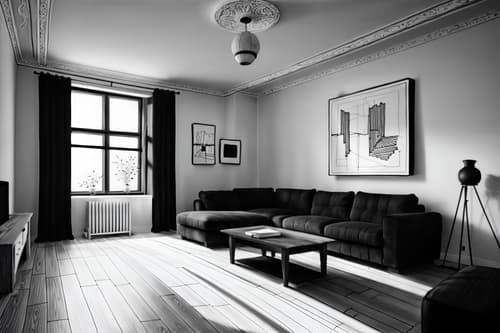 (hand-drawn monochrome black and white sketch line drawing)++ of sketch-style interior designed (attic) apartment interior. a sketch of interior. with . a sketch of interior. trending on artstation. black and white line drawing sketch without colors. masterpiece, cinematic light, ultrarealistic+, photorealistic+, 8k, raw photo, realistic, sharp focus on eyes, (symmetrical eyes), (intact eyes), hyperrealistic, highest quality, best quality, , highly detailed, masterpiece, best quality, extremely detailed 8k wallpaper, masterpiece, best quality, ultra-detailed, best shadow, detailed background, detailed face, detailed eyes, high contrast, best illumination, detailed face, dulux, caustic, dynamic angle, detailed glow. dramatic lighting. highly detailed, insanely detailed hair, symmetrical, intricate details, professionally retouched, 8k high definition. strong bokeh. award winning photo.